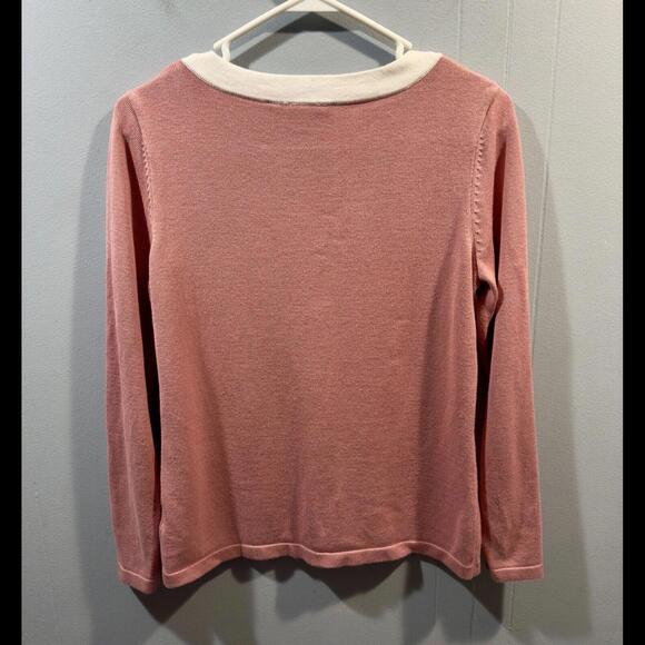 Womens Nina Leonard Long Sleeve Top, Size Medium Pink / White Casual Or Dress Up - Picture 3 of 3